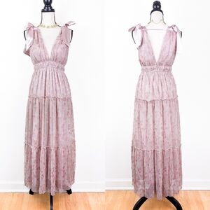 NWT Storia Glittering Goddess Maxi Dress, Pink
